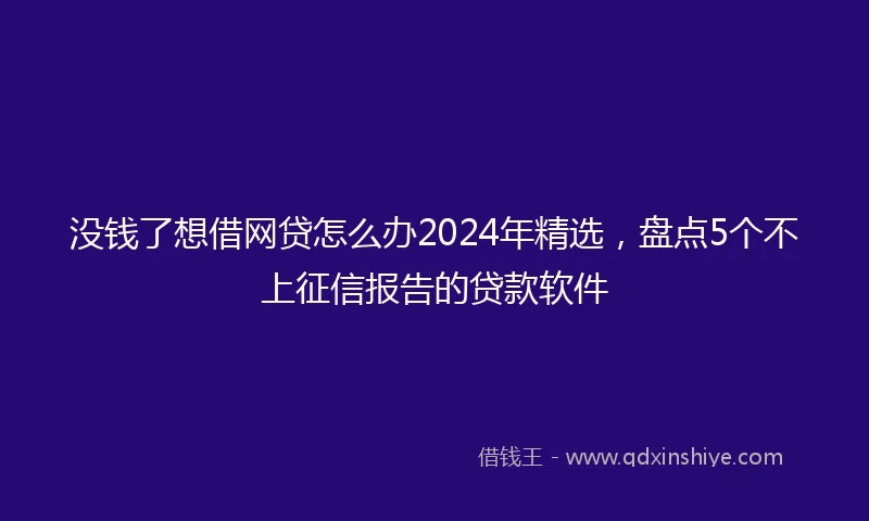 没钱了想借网贷怎么办2024年精选，盘点5个不上征信报告的贷款软件