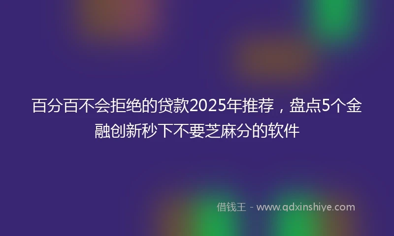 百分百不会拒绝的贷款2025年推荐，盘点5个金融创新秒下不要芝麻分的软件
