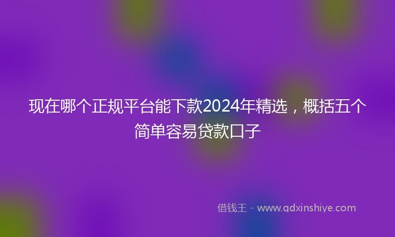 现在哪个正规平台能下款2024年精选，概括五个简单容易贷款口子