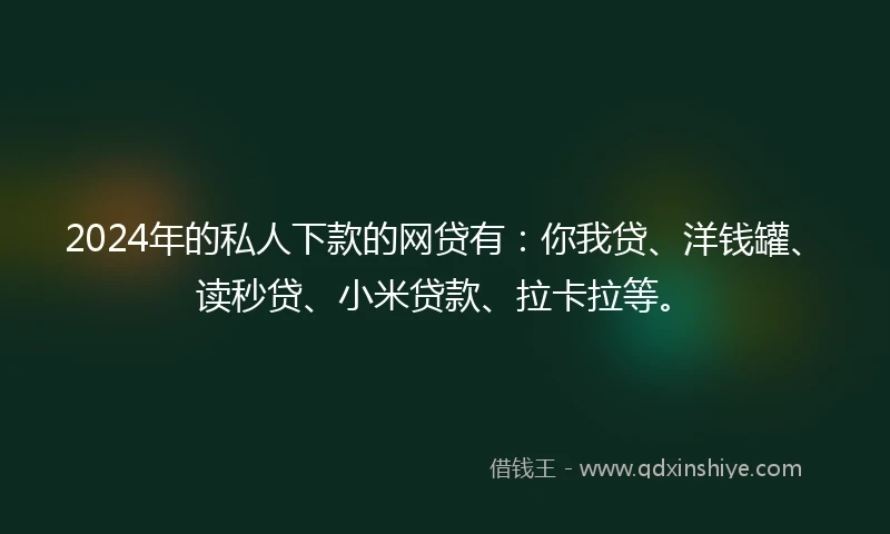 2024年的私人下款的网贷有：你我贷、洋钱罐、读秒贷、小米贷款、拉卡拉等。