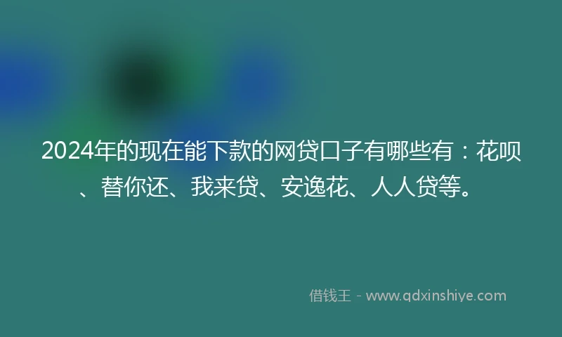2024年的现在能下款的网贷口子有哪些有：花呗、替你还、我来贷、安逸花、人人贷等。