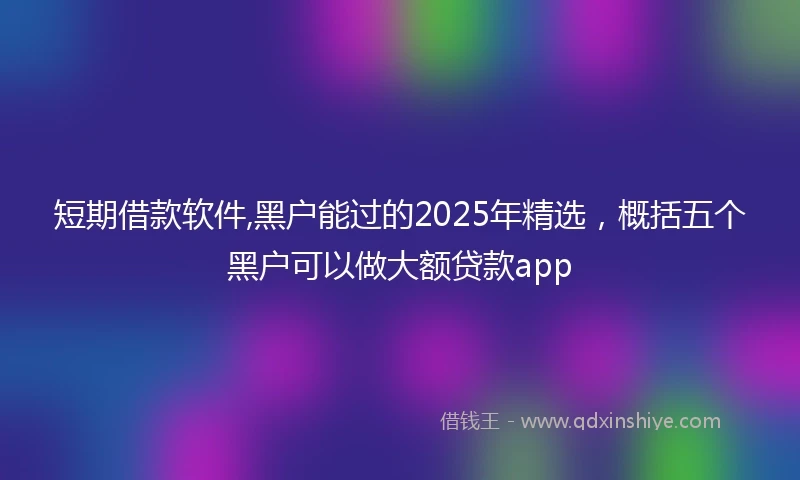 短期借款软件,黑户能过的2025年精选，概括五个黑户可以做大额贷款app
