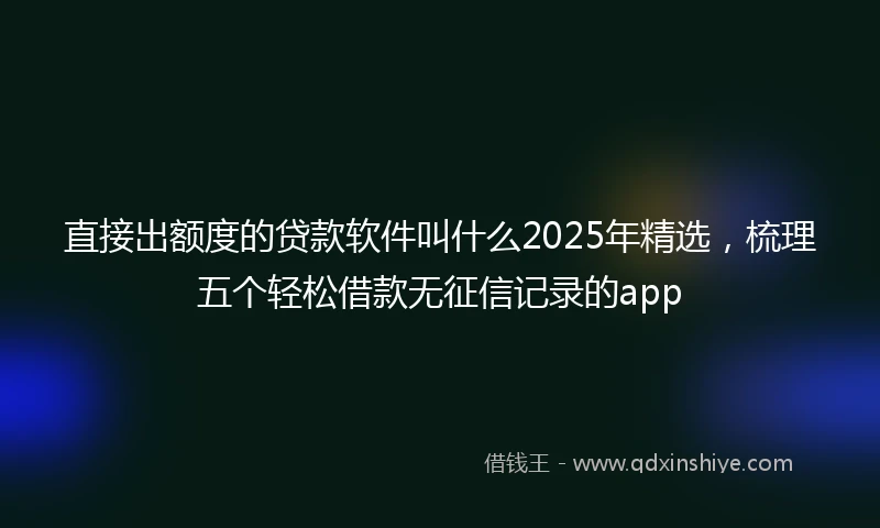 直接出额度的贷款软件叫什么2025年精选，梳理五个轻松借款无征信记录的app