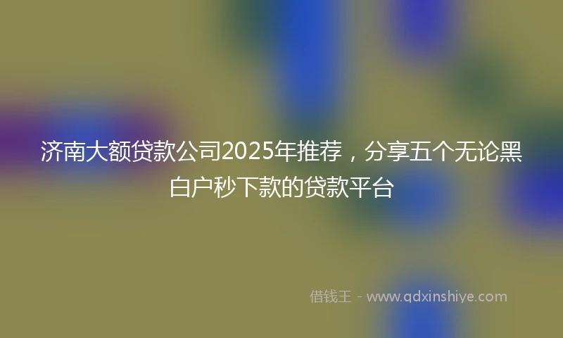 济南大额贷款公司2025年推荐，分享五个无论黑白户秒下款的贷款平台