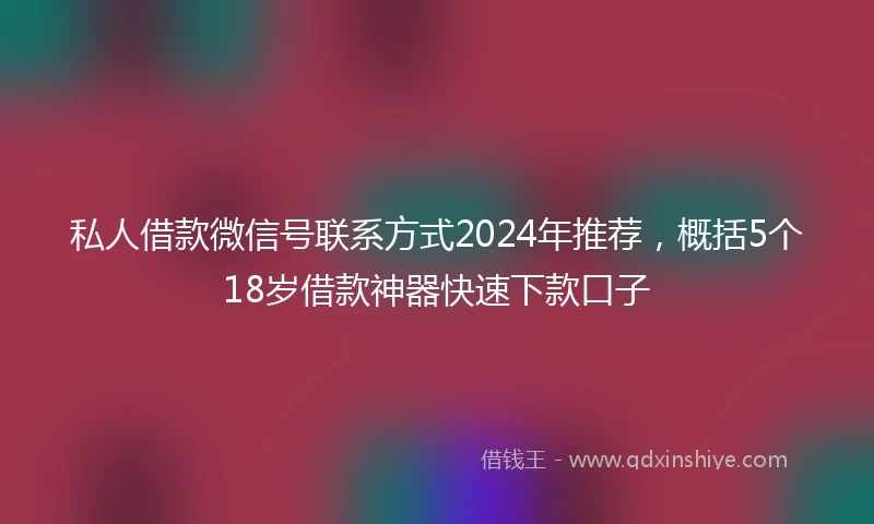 私人借款微信号联系方式2024年推荐，概括5个18岁借款神器快速下款口子