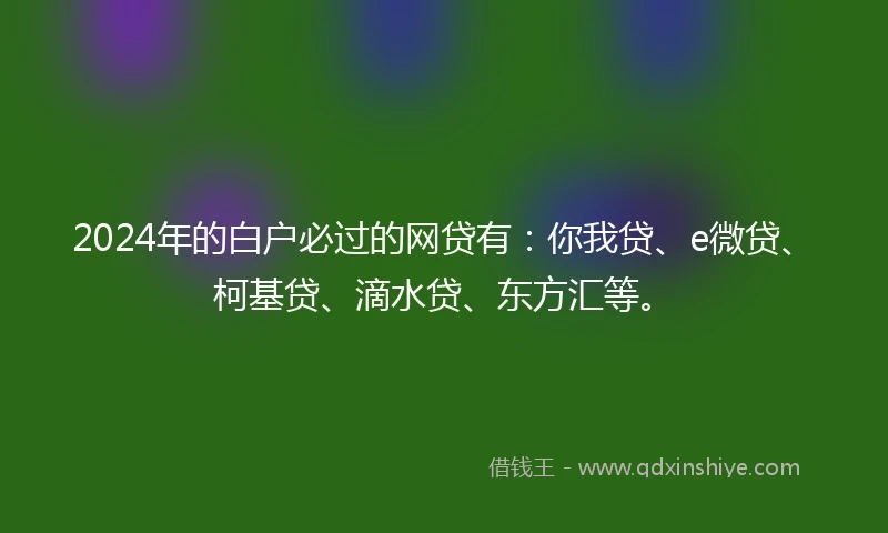 2024年的白户必过的网贷有：你我贷、e微贷、柯基贷、滴水贷、东方汇等。