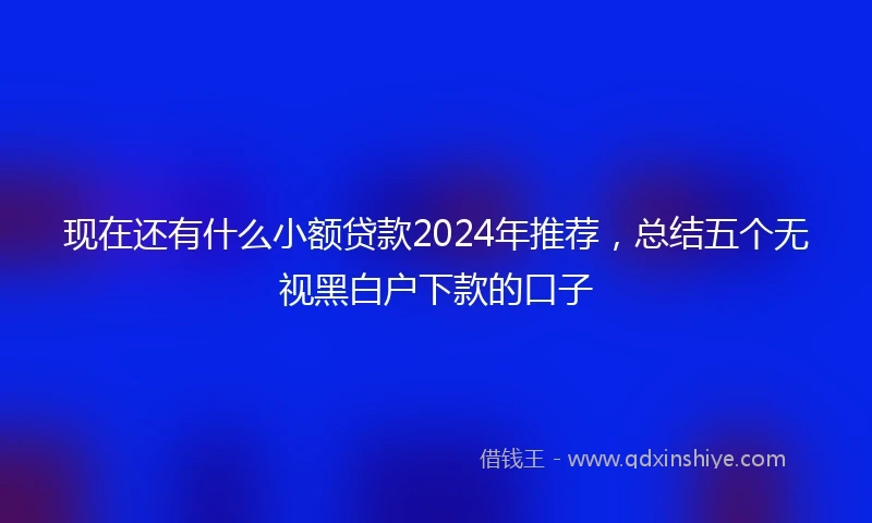 现在还有什么小额贷款2024年推荐，总结五个无视黑白户下款的口子
