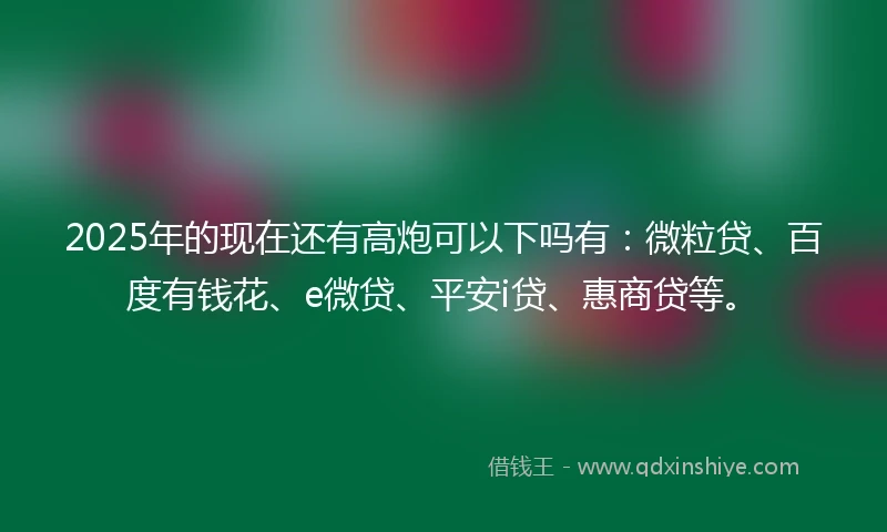 2025年的现在还有高炮可以下吗有：微粒贷、百度有钱花、e微贷、平安i贷、惠商贷等。