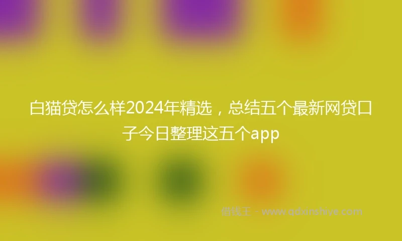 白猫贷怎么样2024年精选，总结五个最新网贷口子今日整理这五个app