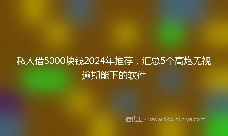 私人借5000块钱2024年推荐，汇总5个高炮无视逾期能下的软件