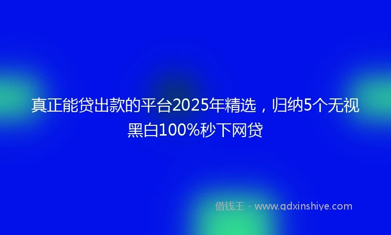 真正能贷出款的平台2025年精选，归纳5个无视黑白100%秒下网贷