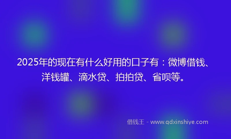 2025年的现在有什么好用的口子有：微博借钱、洋钱罐、滴水贷、拍拍贷、省呗等。