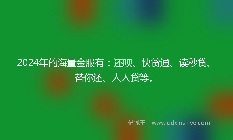 2024年的海量金服有：还呗、快贷通、读秒贷、替你还、人人贷等。