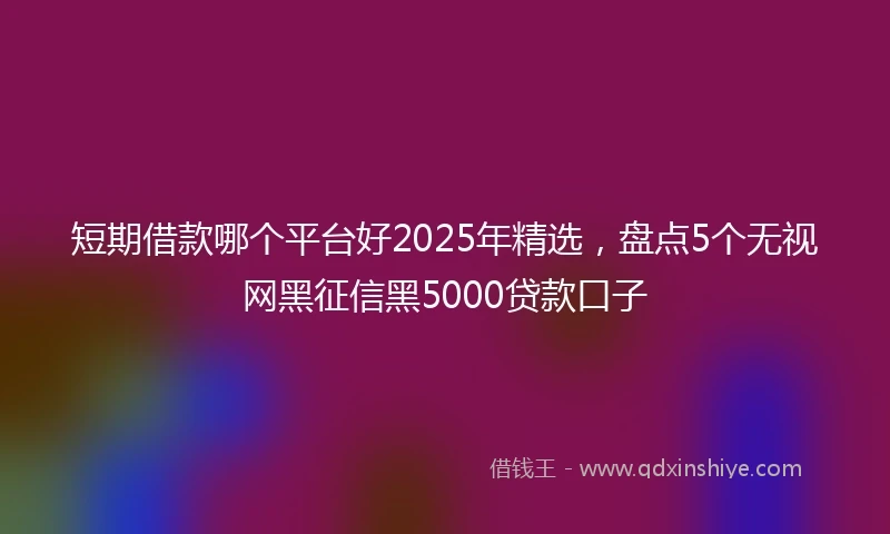 短期借款哪个平台好2025年精选，盘点5个无视网黑征信黑5000贷款口子