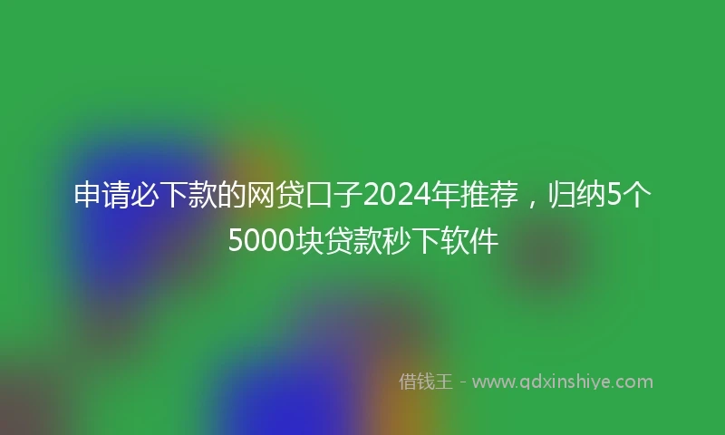 申请必下款的网贷口子2024年推荐，归纳5个5000块贷款秒下软件