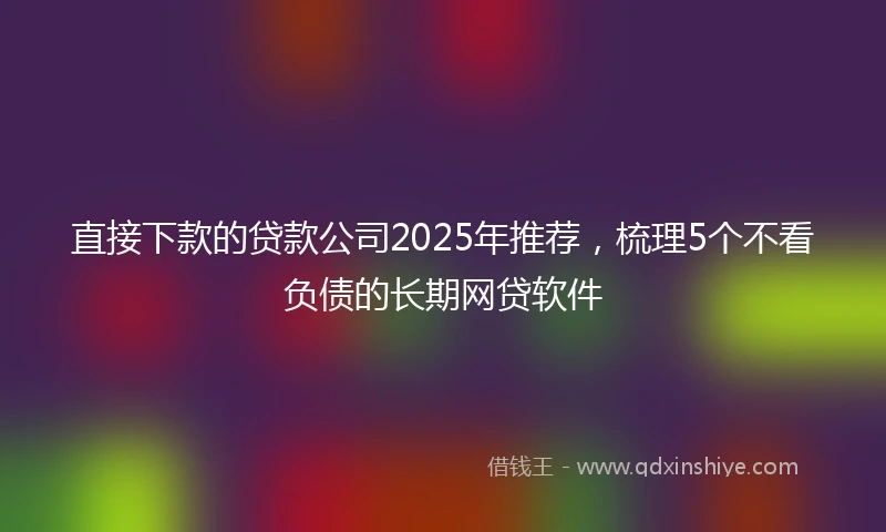 直接下款的贷款公司2025年推荐，梳理5个不看负债的长期网贷软件