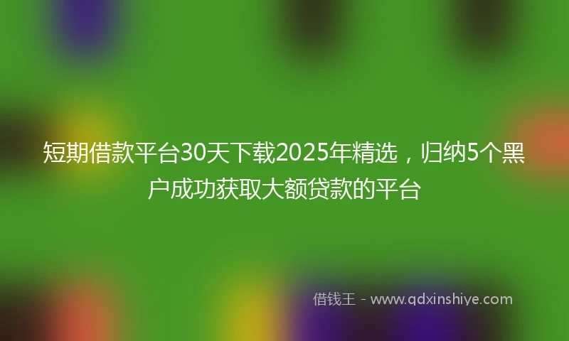 短期借款平台30天下载2025年精选，归纳5个黑户成功获取大额贷款的平台