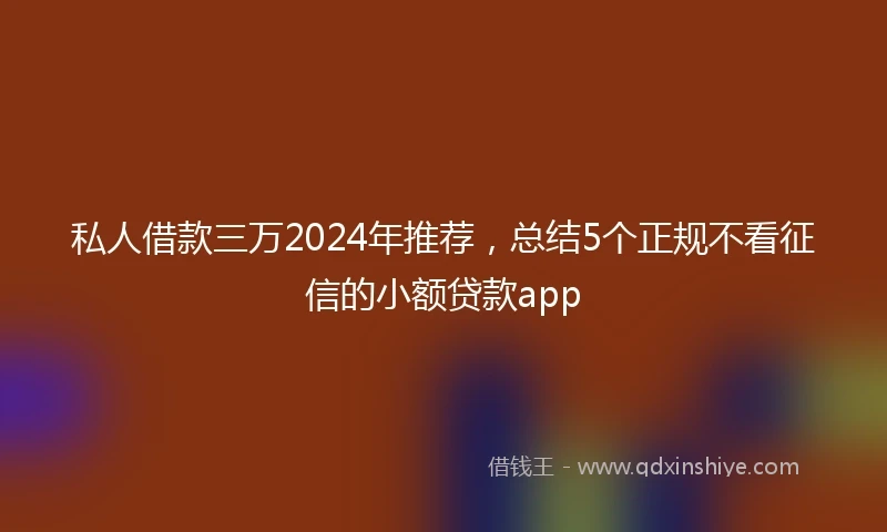 私人借款三万2024年推荐，总结5个正规不看征信的小额贷款app