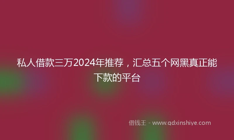 私人借款三万2024年推荐，汇总五个网黑真正能下款的平台
