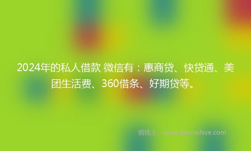 2024年的私人借款 微信有：惠商贷、快贷通、美团生活费、360借条、好期贷等。