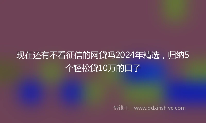 现在还有不看征信的网贷吗2024年精选，归纳5个轻松贷10万的口子