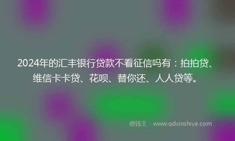 2024年的汇丰银行贷款不看征信吗有：拍拍贷、维信卡卡贷、花呗、替你还、人人贷等。