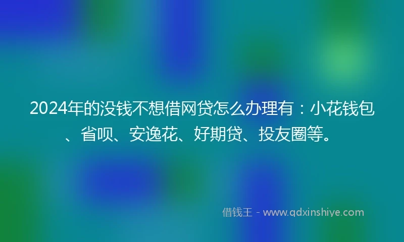 2024年的没钱不想借网贷怎么办理有：小花钱包、省呗、安逸花、好期贷、投友圈等。