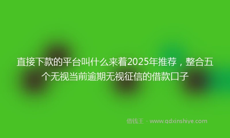 直接下款的平台叫什么来着2025年推荐，整合五个无视当前逾期无视征信的借款口子