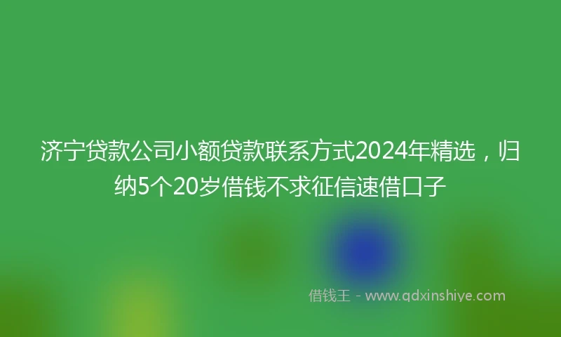 济宁贷款公司小额贷款联系方式2024年精选，归纳5个20岁借钱不求征信速借口子