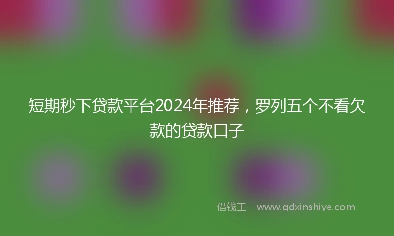 短期秒下贷款平台2024年推荐，罗列五个不看欠款的贷款口子