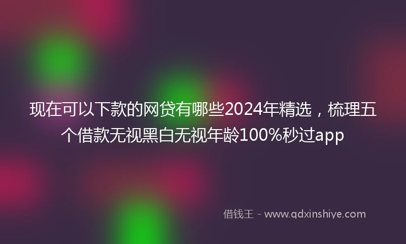 现在可以下款的网贷有哪些2024年精选,梳理五个借款无视黑白无视年龄100%秒过app