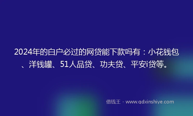 2024年的白户必过的网贷能下款吗有：小花钱包、洋钱罐、51人品贷、功夫贷、平安i贷等。