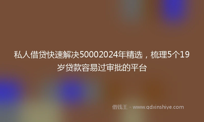 私人借贷快速解决50002024年精选，梳理5个19岁贷款容易过审批的平台