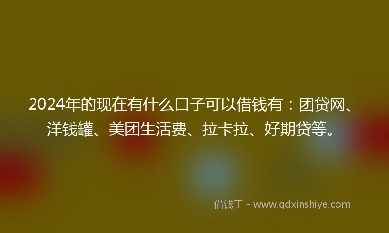 2024年的现在有什么口子可以借钱有：团贷网、洋钱罐、美团生活费、拉卡拉、好期贷等。