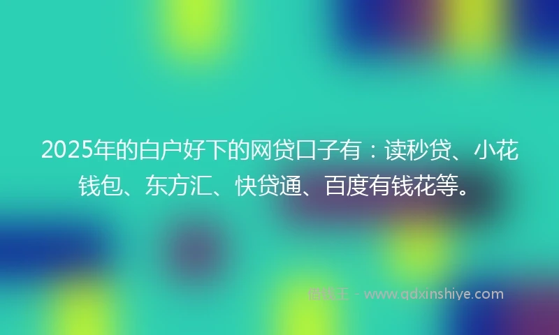 2025年的白户好下的网贷口子有：读秒贷、小花钱包、东方汇、快贷通、百度有钱花等。