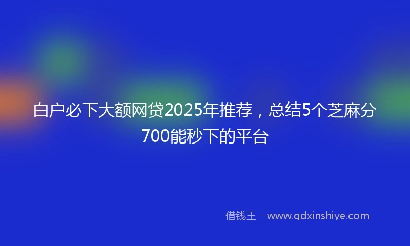 白户必下大额网贷2025年推荐，总结5个芝麻分700能秒下的平台
