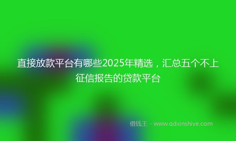 直接放款平台有哪些2025年精选，汇总五个不上征信报告的贷款平台