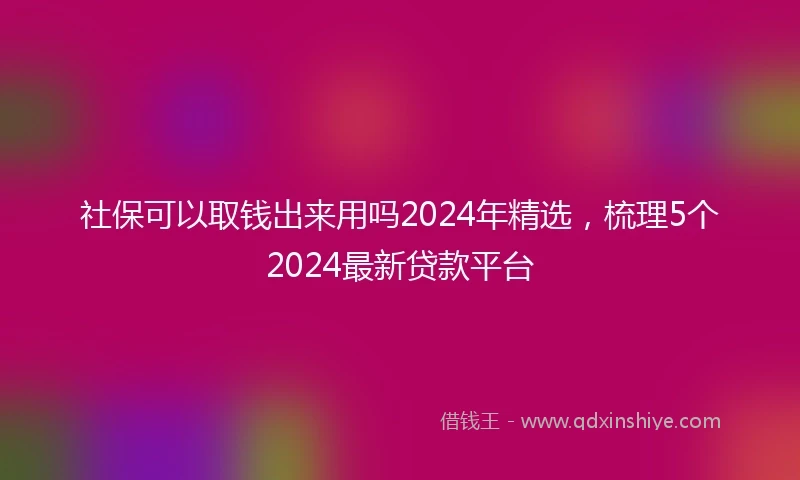 社保可以取钱出来用吗2024年精选，梳理5个2024最新贷款平台