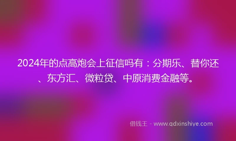 2024年的点高炮会上征信吗有：分期乐、替你还、东方汇、微粒贷、中原消费金融等。