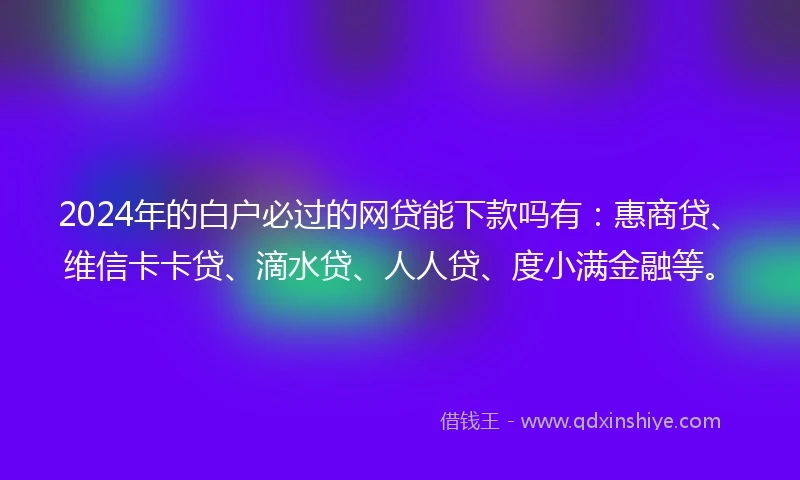 2024年的白户必过的网贷能下款吗有：惠商贷、维信卡卡贷、滴水贷、人人贷、度小满金融等。