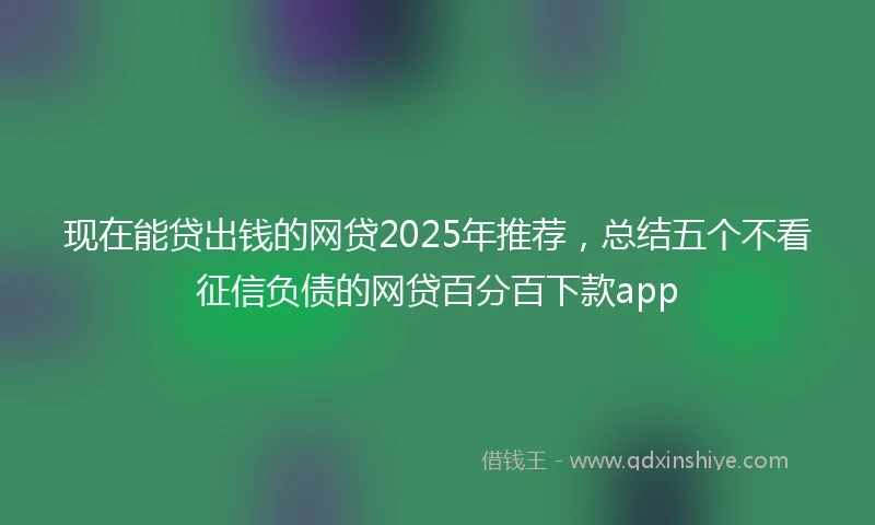 现在能贷出钱的网贷2025年推荐，总结五个不看征信负债的网贷百分百下款app