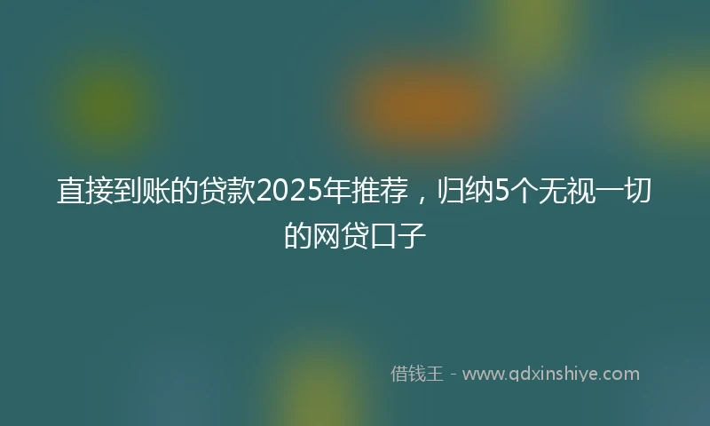 直接到账的贷款2025年推荐，归纳5个无视一切的网贷口子