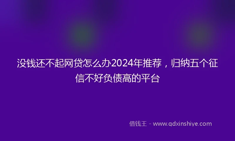 没钱还不起网贷怎么办2024年推荐，归纳五个征信不好负债高的平台