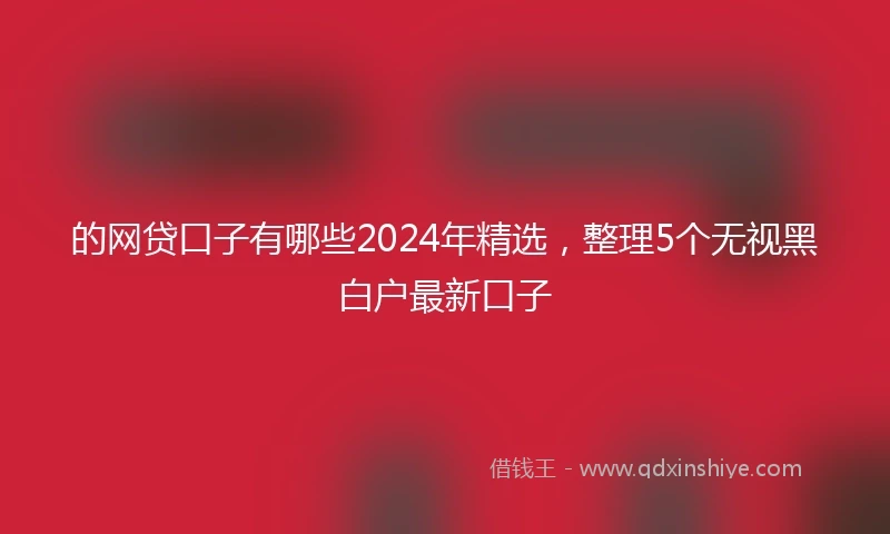 的网贷口子有哪些2024年精选，整理5个无视黑白户最新口子