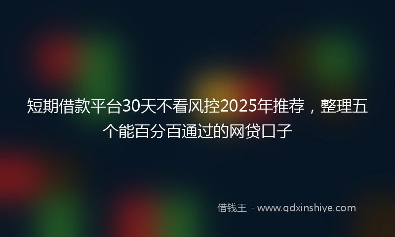 短期借款平台30天不看风控2025年推荐,整理五个能百分百通过的网贷口子