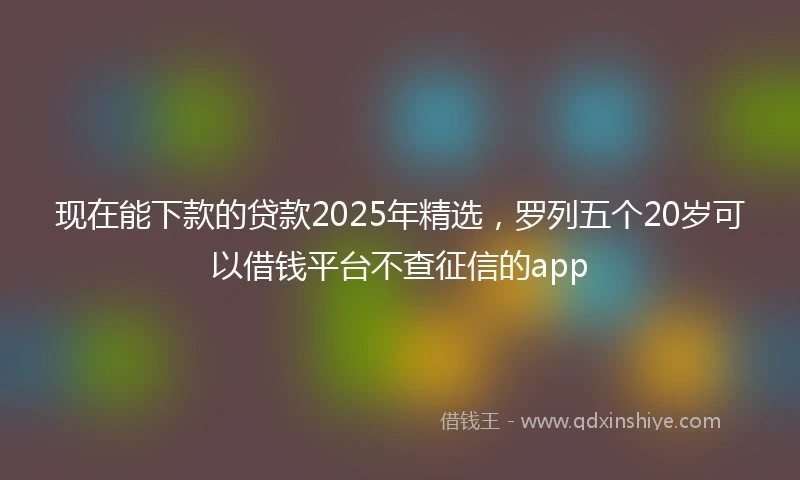 现在能下款的贷款2025年精选，罗列五个20岁可以借钱平台不查征信的app