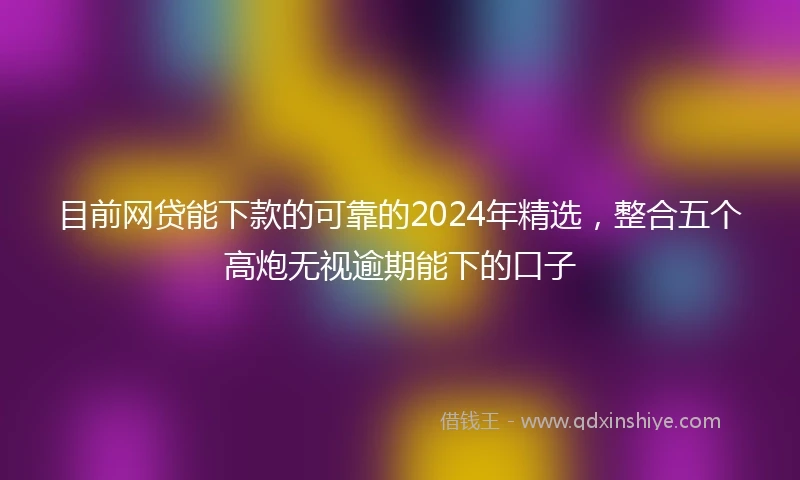 目前网贷能下款的可靠的2024年精选，整合五个高炮无视逾期能下的口子