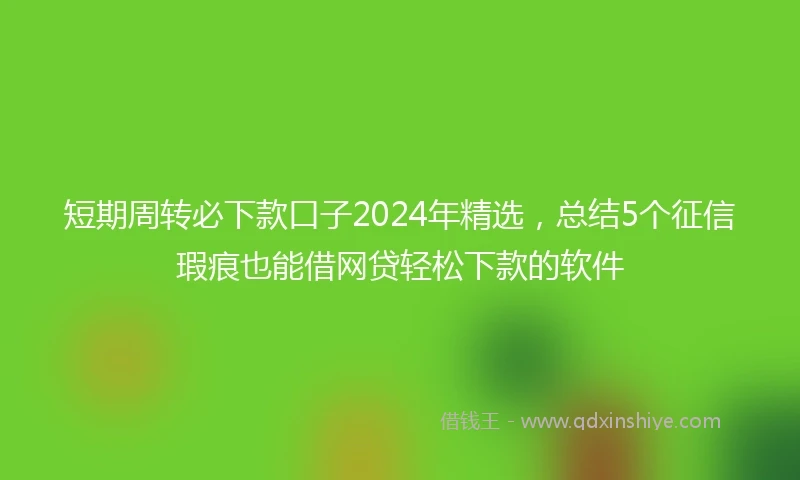 短期周转必下款口子2024年精选，总结5个征信瑕疵也能借网贷轻松下款的软件