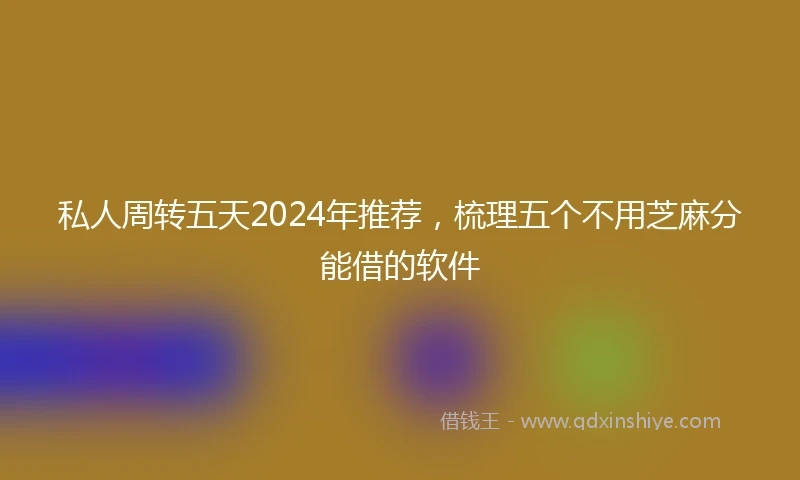私人周转五天2024年推荐，梳理五个不用芝麻分能借的软件