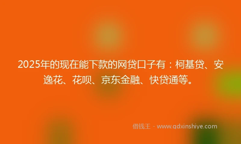 2025年的现在能下款的网贷口子有：柯基贷、安逸花、花呗、京东金融、快贷通等。